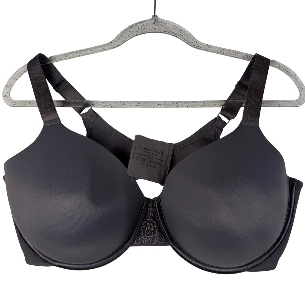 Vanity Fair 76380 Beauty Back Full Figure Underwire Bra Charcoal Gray 40DD